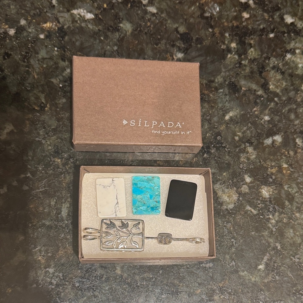 Silpada Silver, Turquoise, Black and White Tree of Life